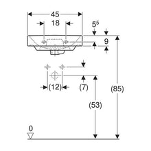 Load image into Gallery viewer, Geberit Smyle Square Wall-Hung Basin with Asymmetrical Overflow
