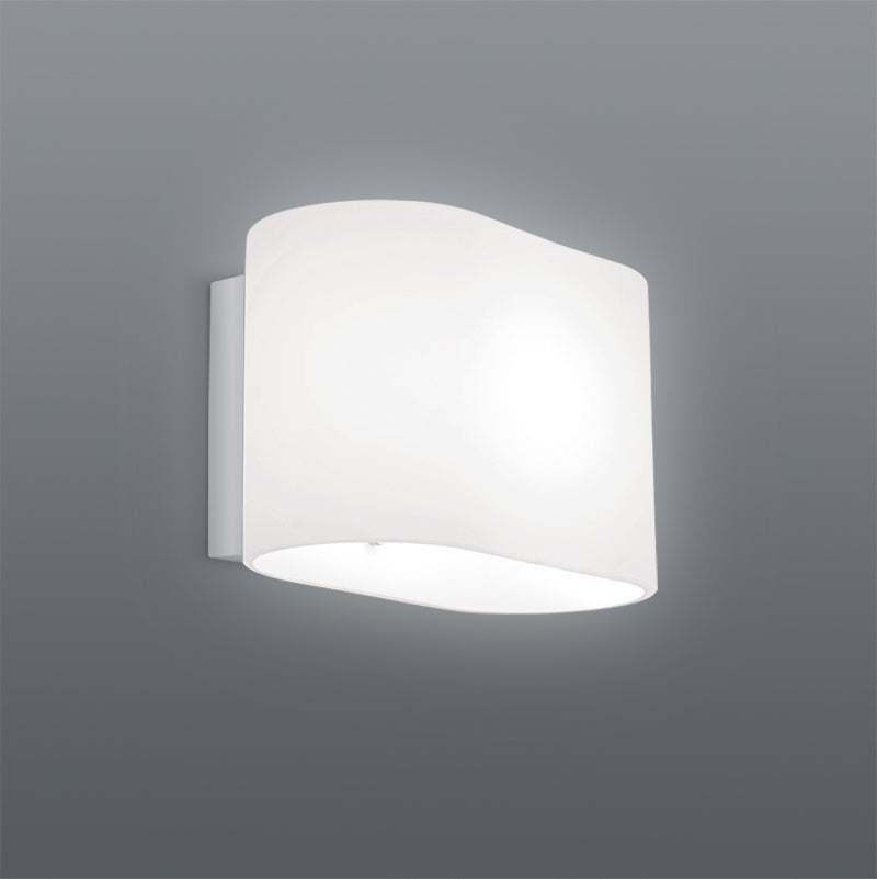 Spazio Ice Rectangular 6W 960lm Warm White Glass Wall Light - Opal