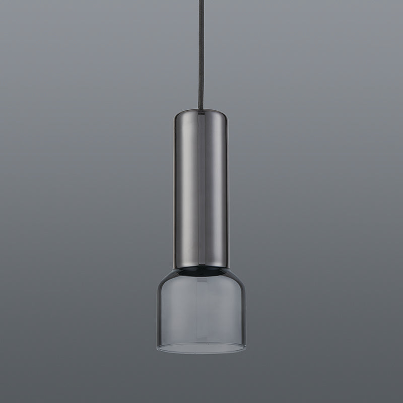 Spazio Torch 10W Aluminium Glass Pendant - Sand Black/Smoke