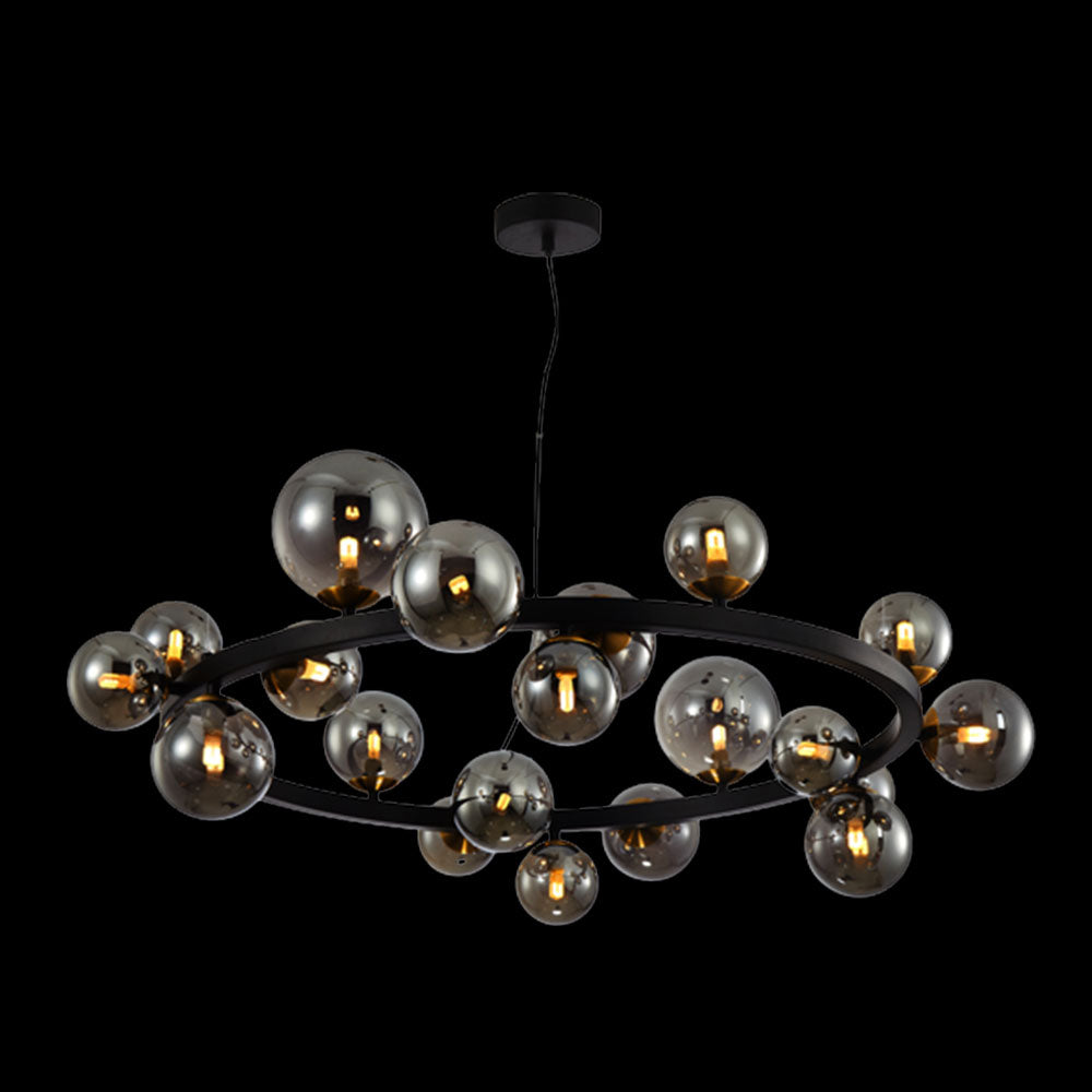 K. Light Bubble Large Glass LED Chandelier - Smoke / Black