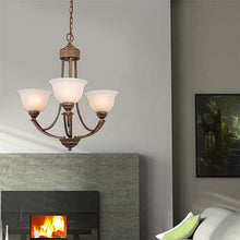 Load image into Gallery viewer, Eurolux Rust &amp; Alabaster Glass Chandelier
