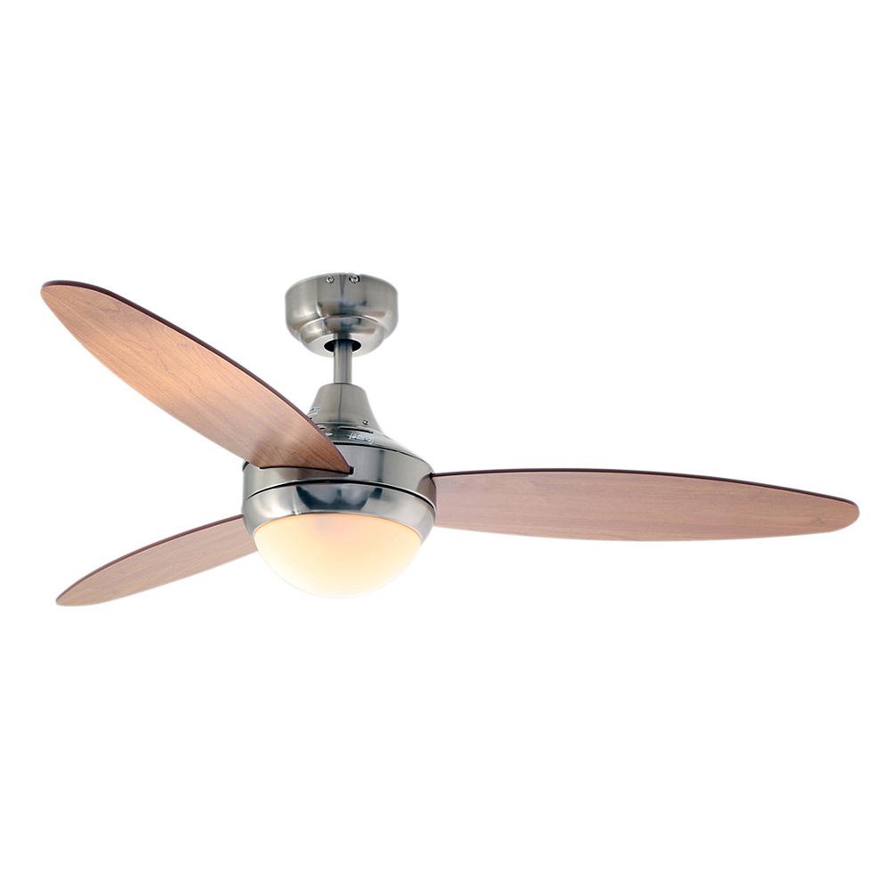 Eurolux Swirl 3 Blade Ceiling Fan with Light 1200mm - Maple Cherry / Satin Chrome