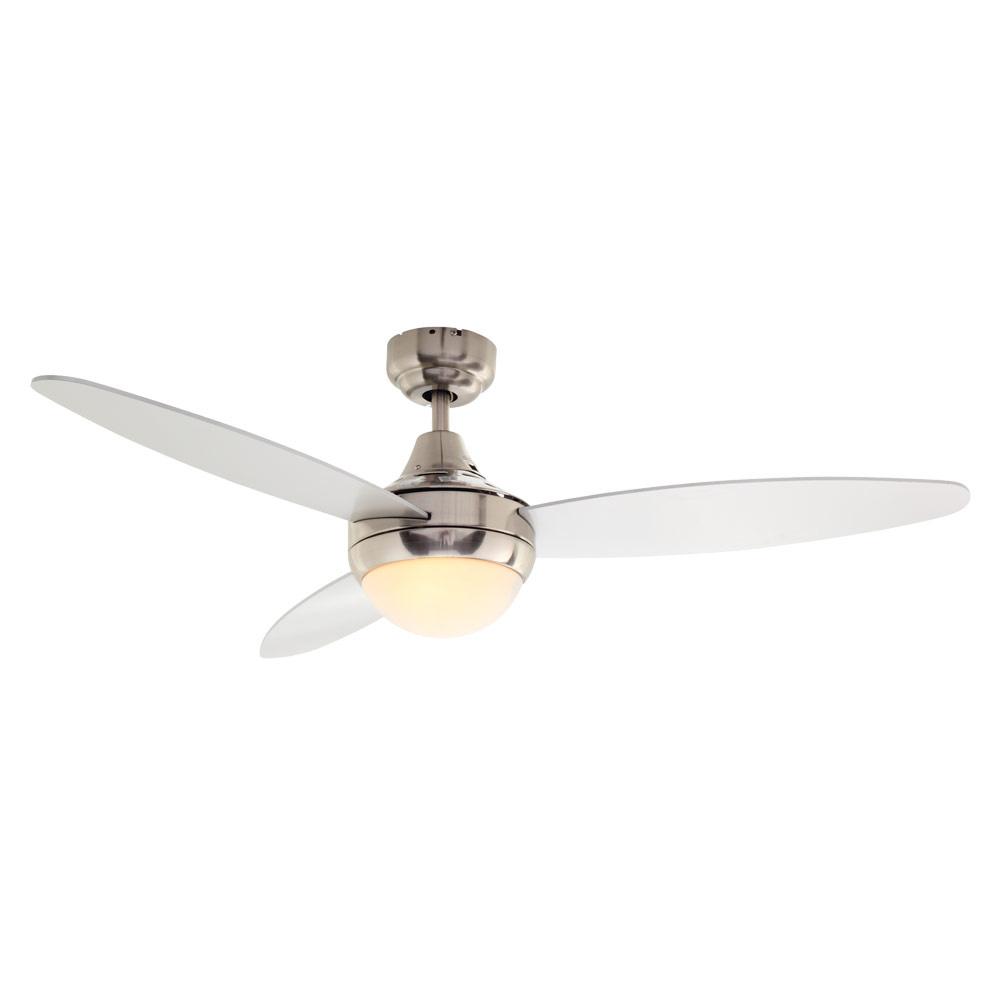 Eurolux Swirl 3 Blade Ceiling Fan with Light 1200mm - Silver Black / Satin Chrome