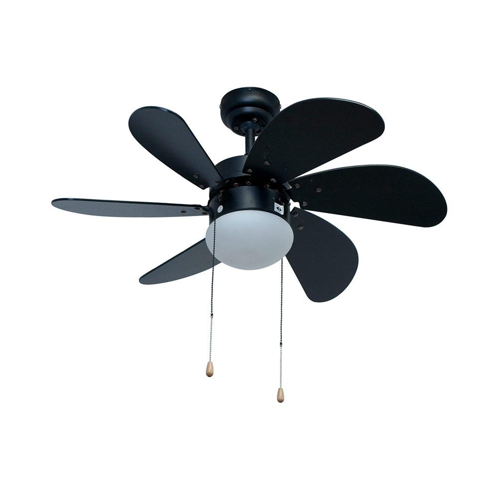 Eurolux Turbo Swirl 6 Blade Ceiling Fan with Light 760mm - Black