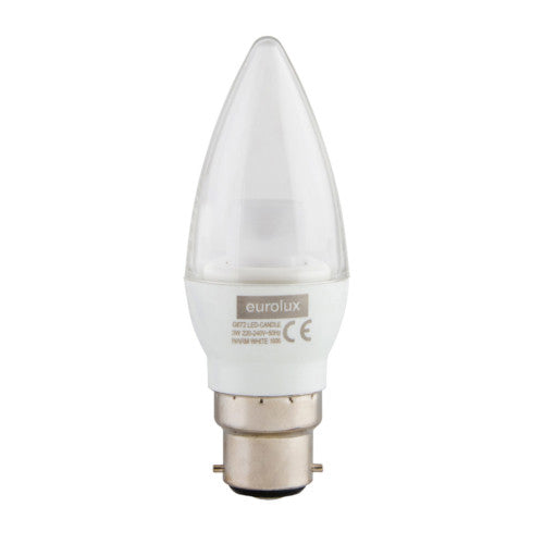 Eurolux LED Clear Candle Bulb B22 3W 200lm Warm White