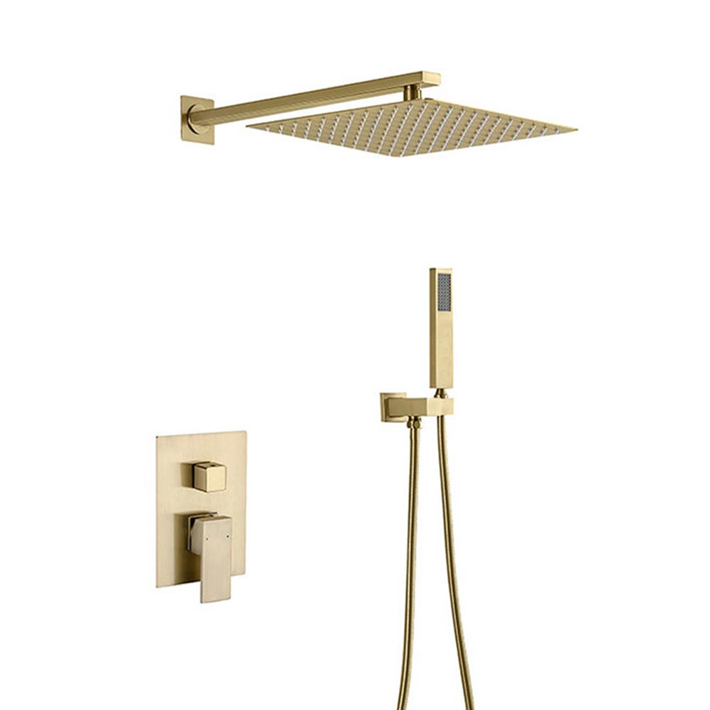 Trendy Taps Square Shower Set with Hose Brushed Gold