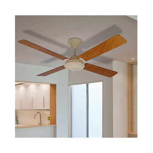 Solent High Breeze 4 Blade Ceiling Fan 1200mm - Biscuit & Oak