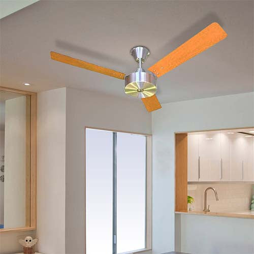 Solent 3 Blade Ceiling Fan 1200mm - Oak / Aluminium