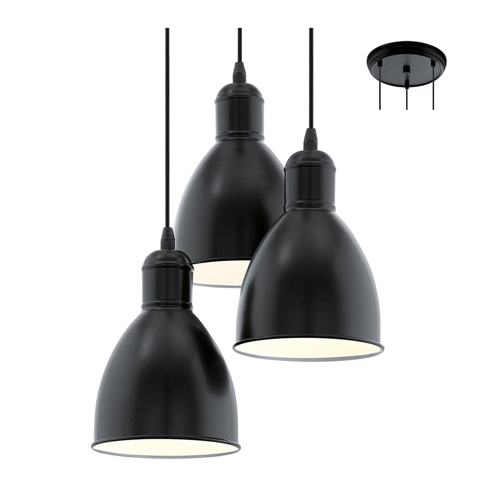 Eurolux Priddy Three Light Pendant - Black