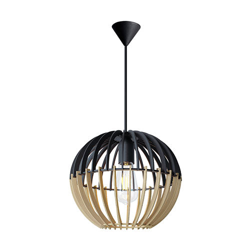 Wooden Globe Pendant - Black & Wood