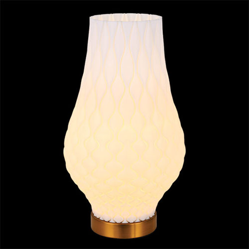 K. Light 3D Printed Bluebell Recycled LED Table Lamp - White