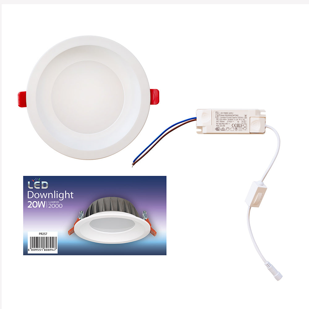 Eurolux LED Downlight 20W 5000K CCT 2000lm - Ivory White