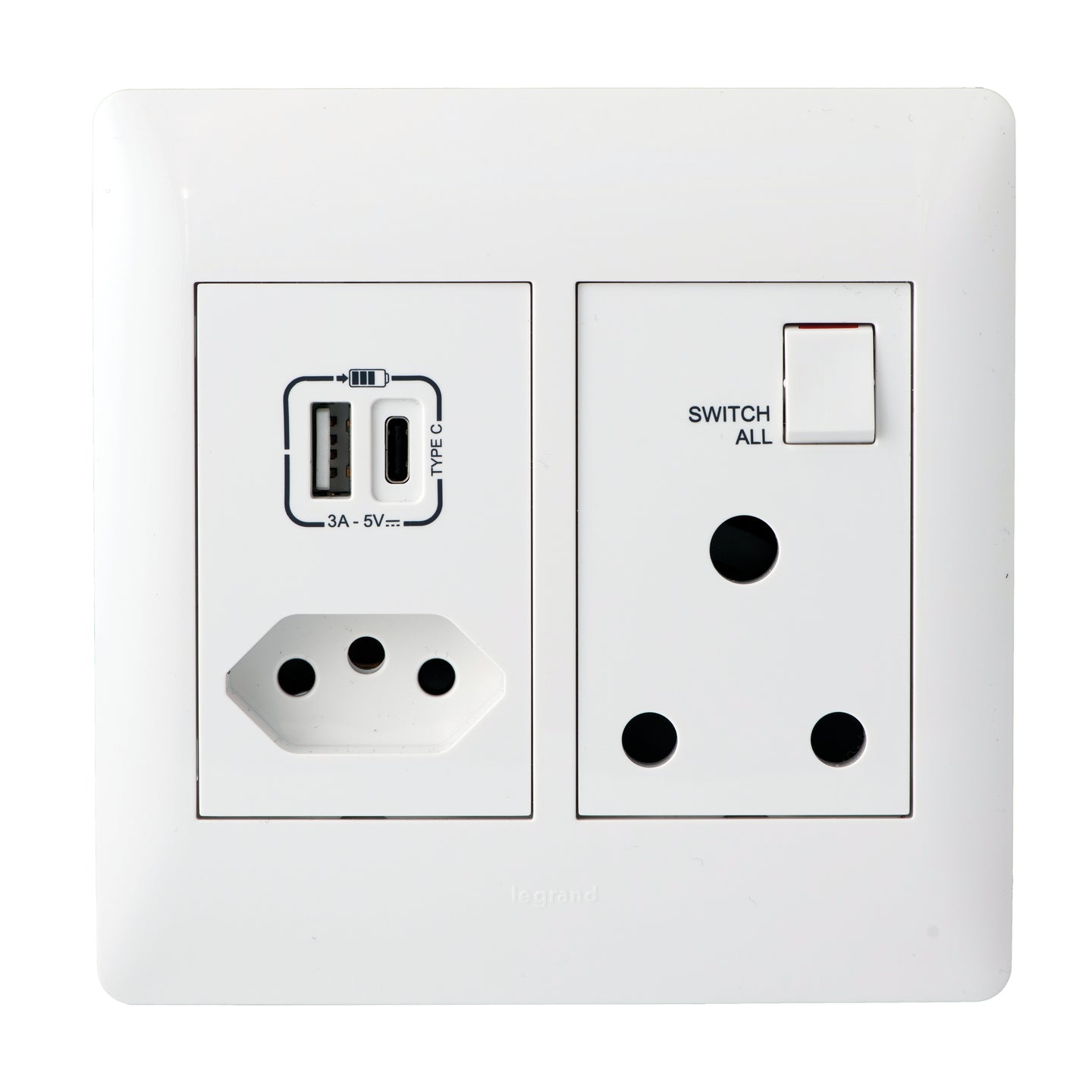 Legrand Ysalis RSA Slimline USB Type-A & Type-C Combo Socket 4 x 4