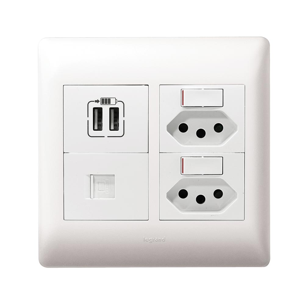 Legrand Ysalis Network Slimline USB Type-A Combo Socket 4 x 4