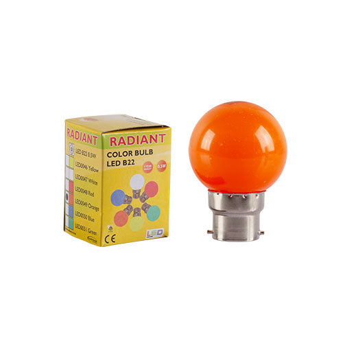 LED Coloured Golf Ball Bulb B22 0.5W - Orange