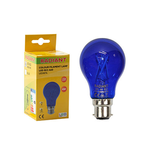 LED Bulb B22 4W A60 Colour Filament Blue