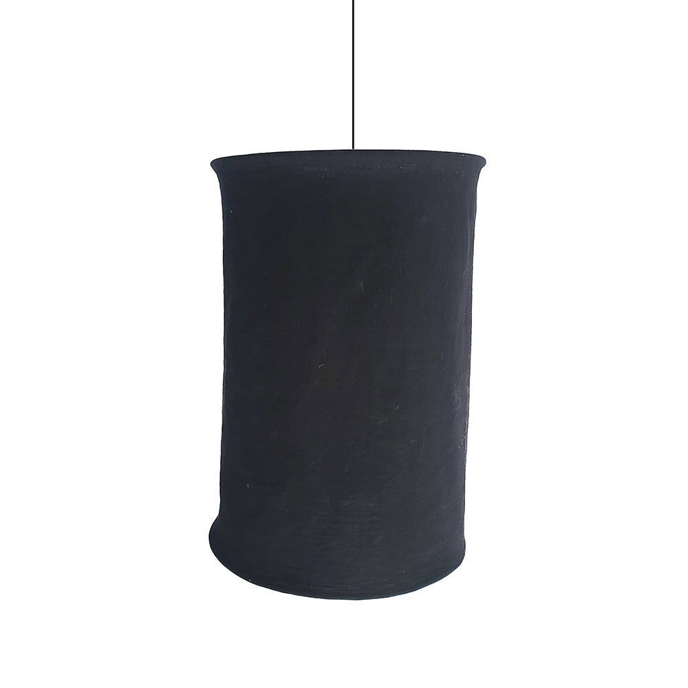 Collapsible Cylinder Linen Pendant - Black