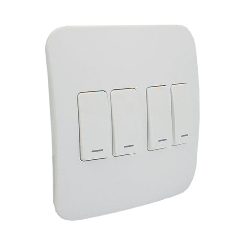 VETi <i>1</i> 4 Lever 1 Way Light Switch 4 x 4 - White Modules