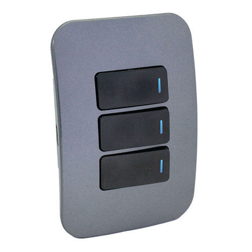 VETi <i>1</i> 3 Lever 1 Way Light Switch with Locator 4 x 2 - Black Modules