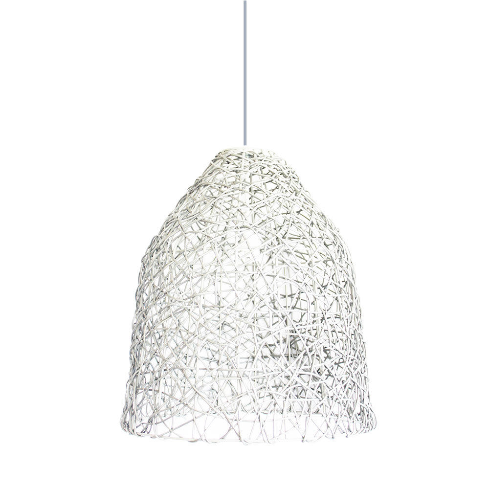 Synthetic Resin Woven Bell Pendant - White