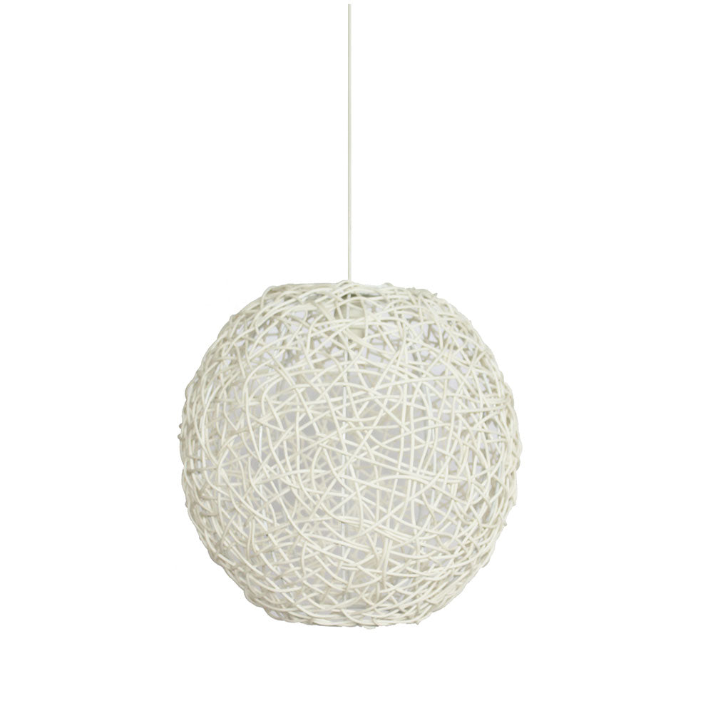 Synthetic Resin Woven Ball Pendant - White