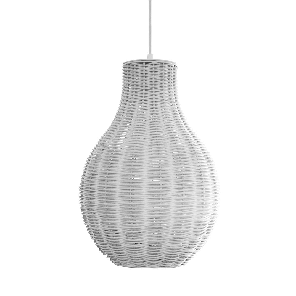 Synthetic Woven Resin Vase Pendant - White