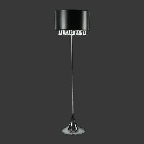 K. Light Drop Glass Floor Lamp - Clear / Black & Silver