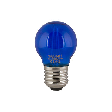 LED Coloured Filament Golf Ball Bulb E27 2W - Blue