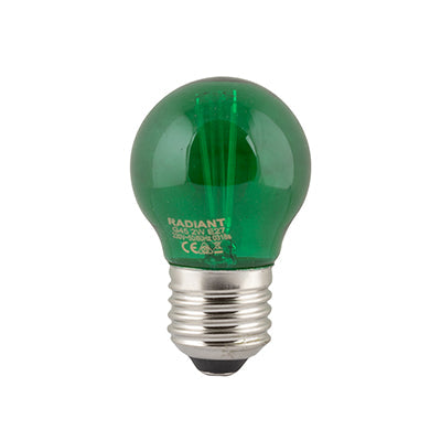 LED Coloured Filament Golf Ball Bulb E27 2W - Green