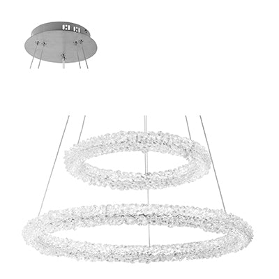 Crystal LED 60W Daylight Tiered Pendant - Satin Nickel