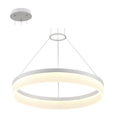 Drum Shaped 24W Daylight Metal Pendant - White