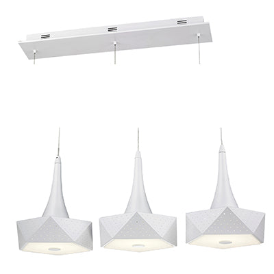 Linear 3 Light 10.8W 1944lm Daylight Metal Pendant - Matt White