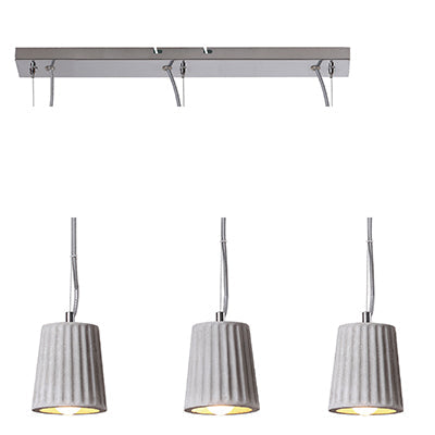 3 Light 40W Concrete Linear Pendant - Grey