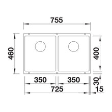 Load image into Gallery viewer, BLANCO SubLine 350/350-U Silgranit Double Bowl Undermount Sink - Alu Metallic
